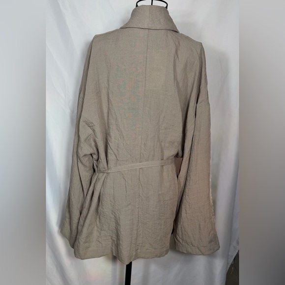 Zara Belted Textured Women's Long Sleeve Kimono Jacket In Beige/Tan Size M/L NWT - Picture 15 of 16